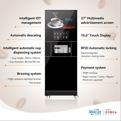 Un bon prix. Écran tactile 220VAC Machine automatique à café à grains QR Code de commande en ligne