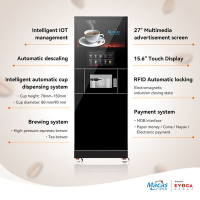 Un bon prix. MACAS Commercial Floor Standing Coffee Machine avec écran de 27 pouces et Wifi en ligne